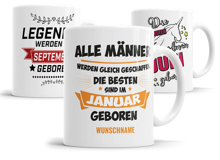 Geburtstagstassen für jeden Monat
