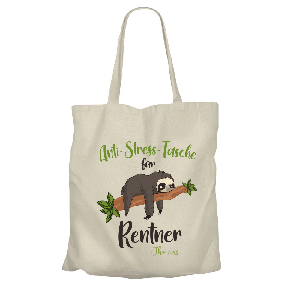 Jutebeutel Renter - Anti Stress Tasche für Rentner - Personalisiert mit Namen - Rente Geschenk Beige - Fulima