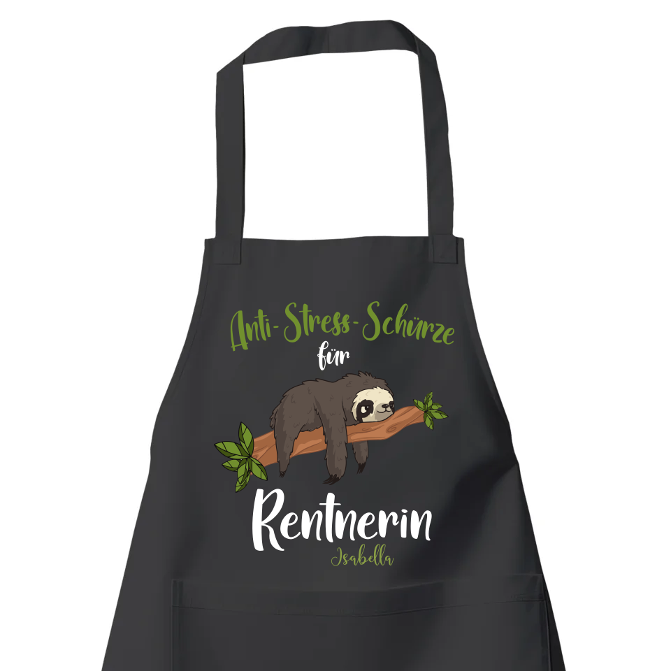 Rentnerin Grill- Kochschürze - Anti Stress Schürze für Rentnerin - Personalisiert mit Namen - Rente Geschenk Schwarz - Fulima