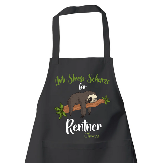 Rentner Grill- Kochschürze - Anti Stress Schürze für Rentner - Personalisiert mit Namen - Rente Geschenk Schwarz - Fulima
