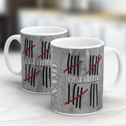 18 Jahre Strichliste personalisiert mit Namen - Geburtstag Tasse - Fulima
