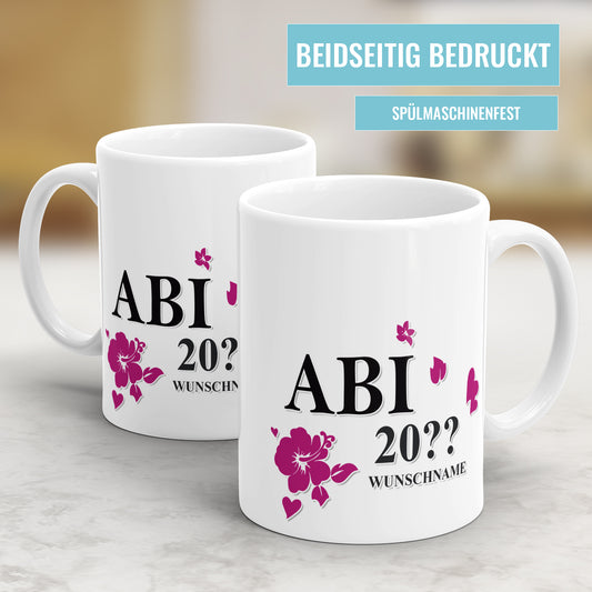 Abi Hibiskus Blumen mit Namen und Jahr - Abitur Abschluss Tasse - Fulima