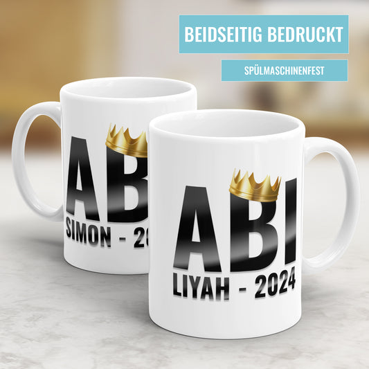 Abi Krone mit Namen und Jahr - Abitur Abschluss Tasse - Fulima