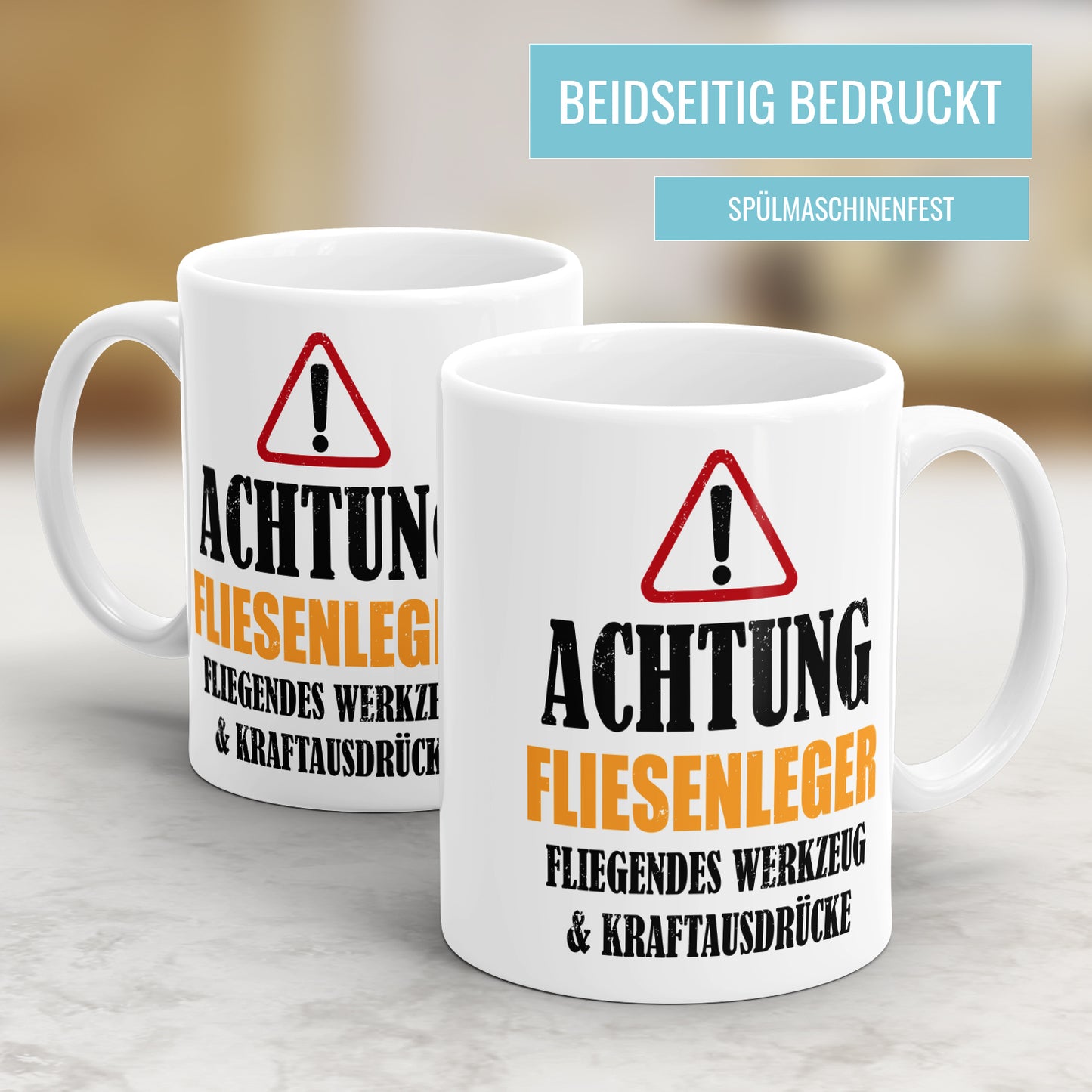 Achtung Fliesenleger - Kraftausdrücke - Tasse - Fulima