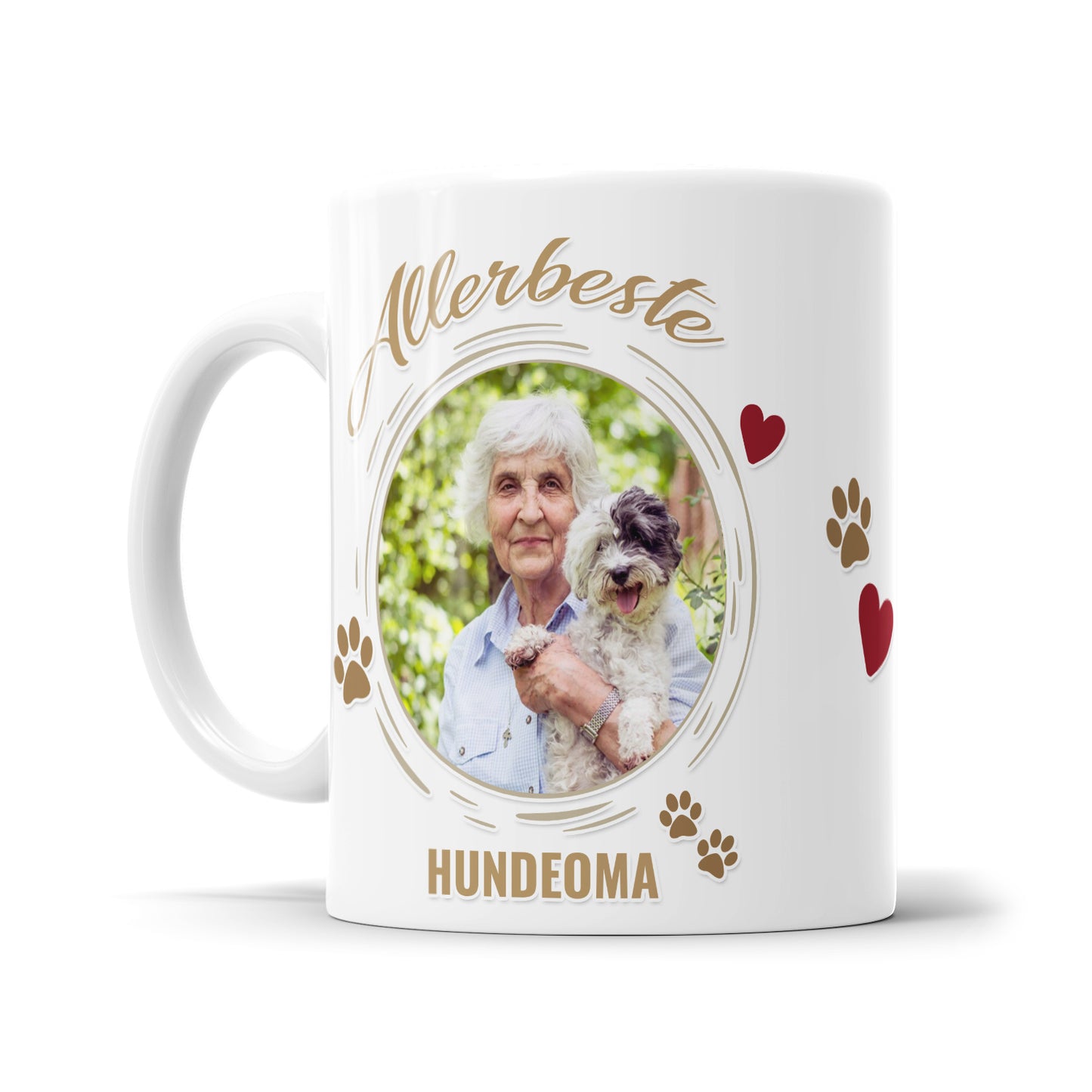 Personalisierte Tasse "Allerbeste Hundeoma" mit Foto - Fulima