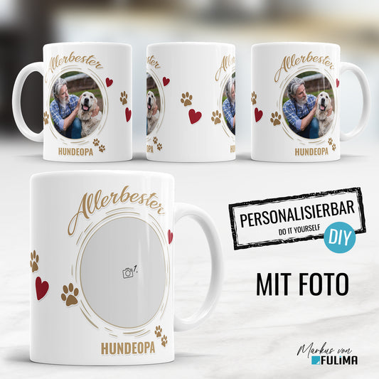 Personalisierte Tasse "Allerbester Hundeopa" mit Foto - Geschenkidee - Fulima