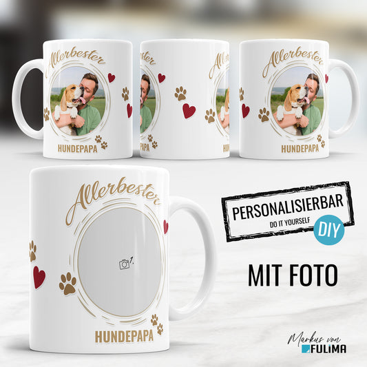 Personalisierte Tasse "Allerbester Hundepapa" mit Foto – Perfektes Geschenk - Fulima