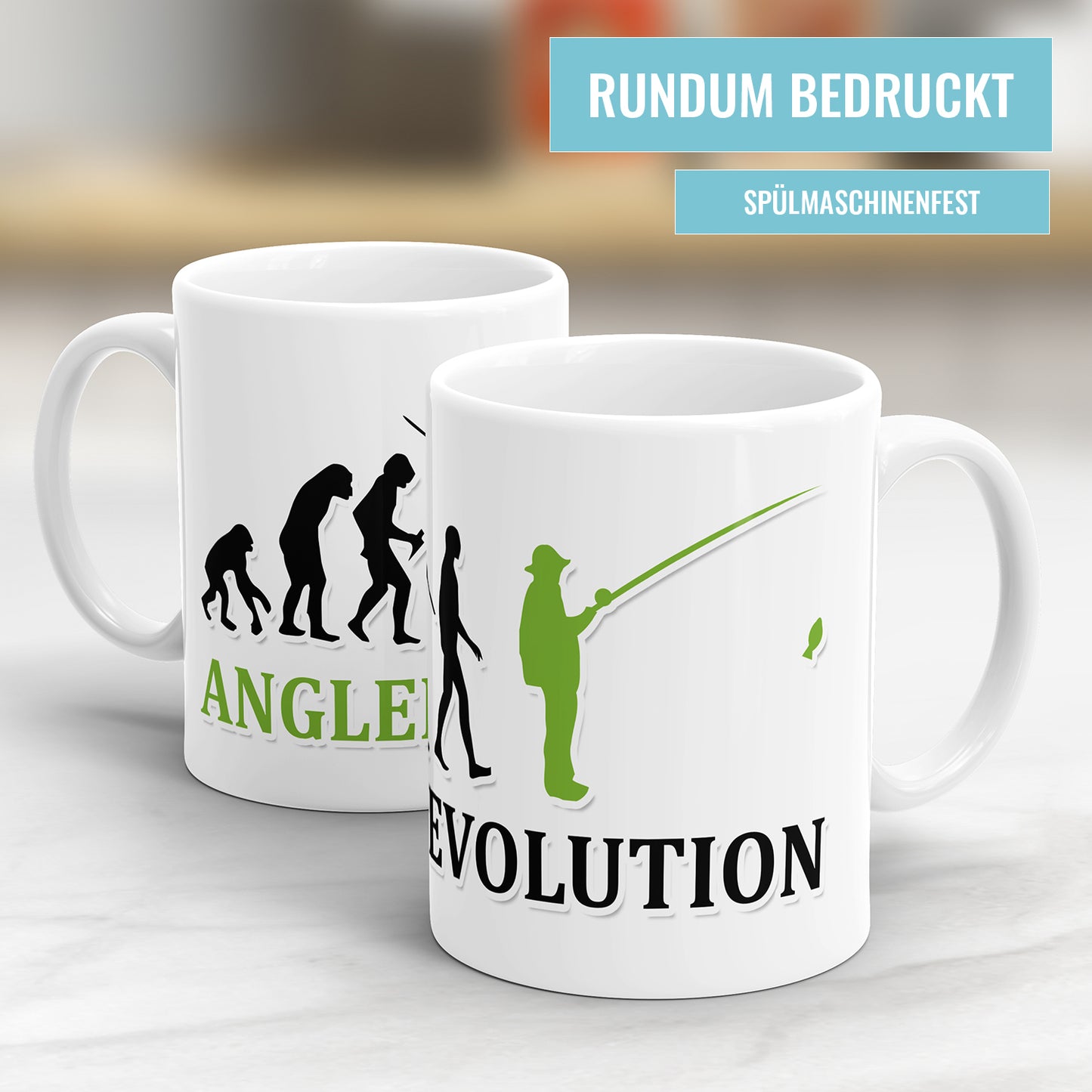 Angler Evolution Tasse - Geschenkidee für Angler - Fulima