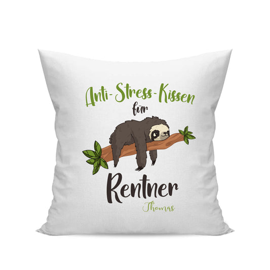 Ruhestand Kissen - Anti Stress Kissen für Rentner Personalisiert mit Namen - Rente Geschenk Weiß - Fulima