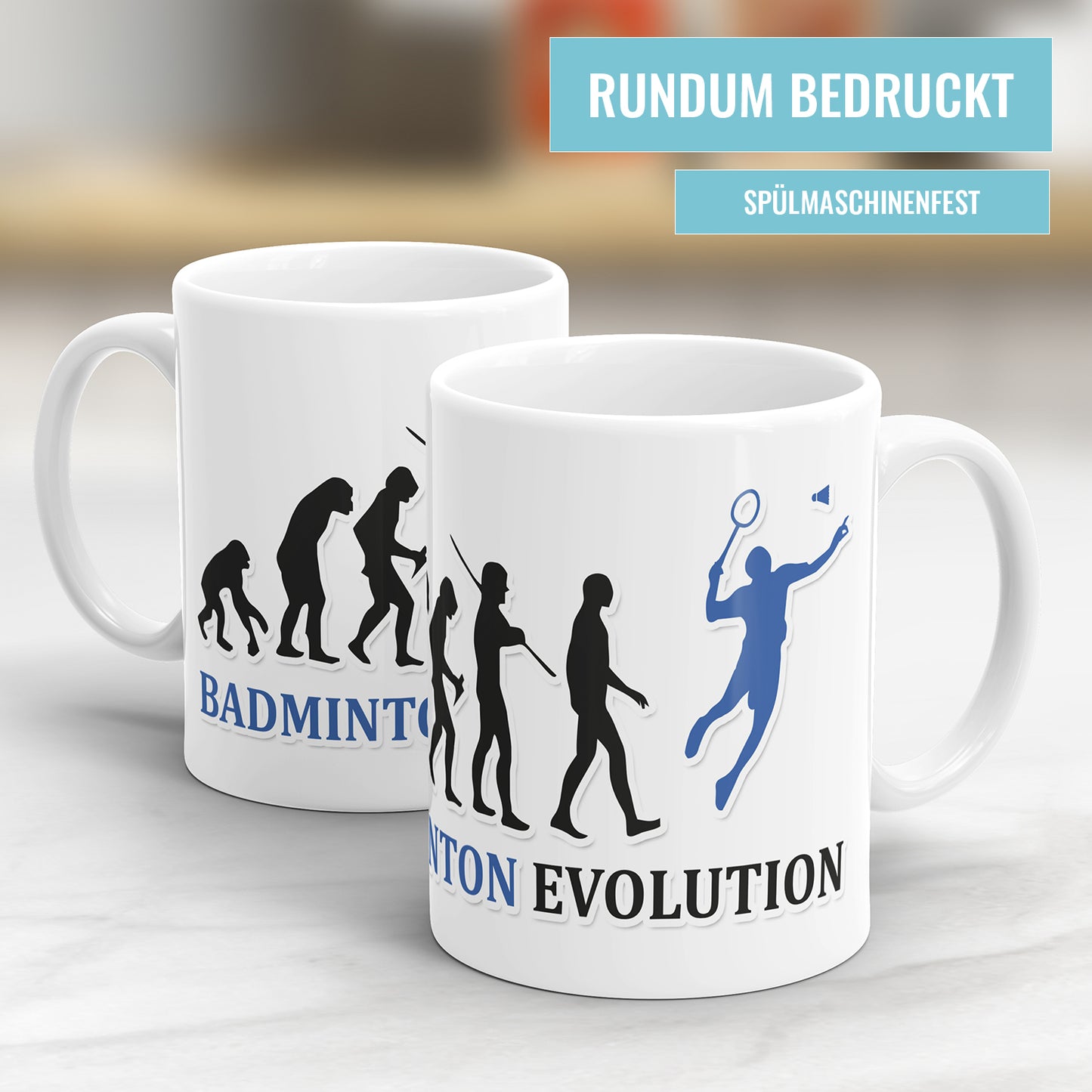 Badminton Evolution Tasse - Geschenkidee für Badmintonspieler - Fulima