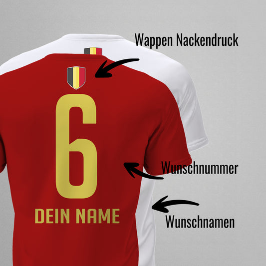 Belgien Shirt mit Wappen und individueller Nummer & Name - FULiMA®