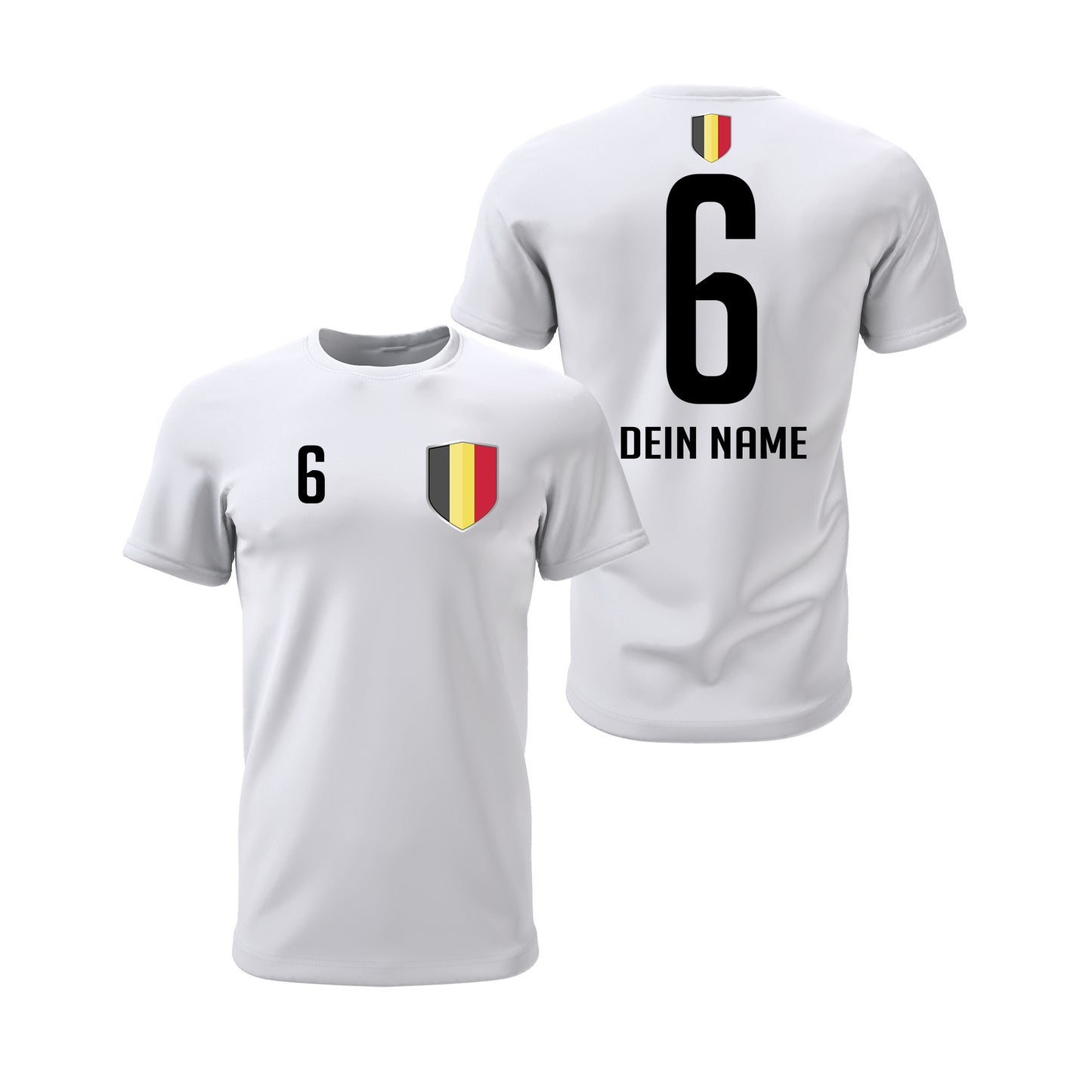 Belgien Shirt mit Wappen und individueller Nummer & Name Weiß - FULiMA®