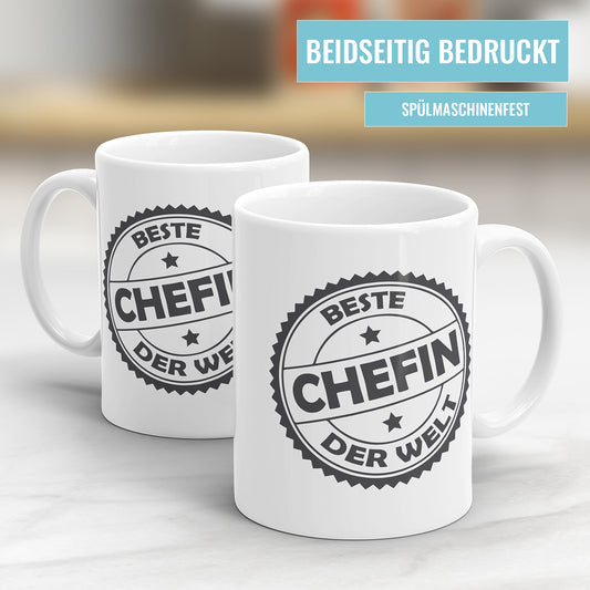Beste Chefin der Welt Stempel Design - Beste Chefin Tasse - Fulima