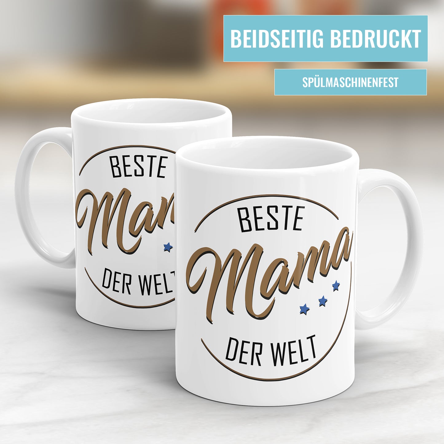 Beste Mama der Welt Tasse - Sterne Kreis Design - Persönliches Geschenk - Fulima