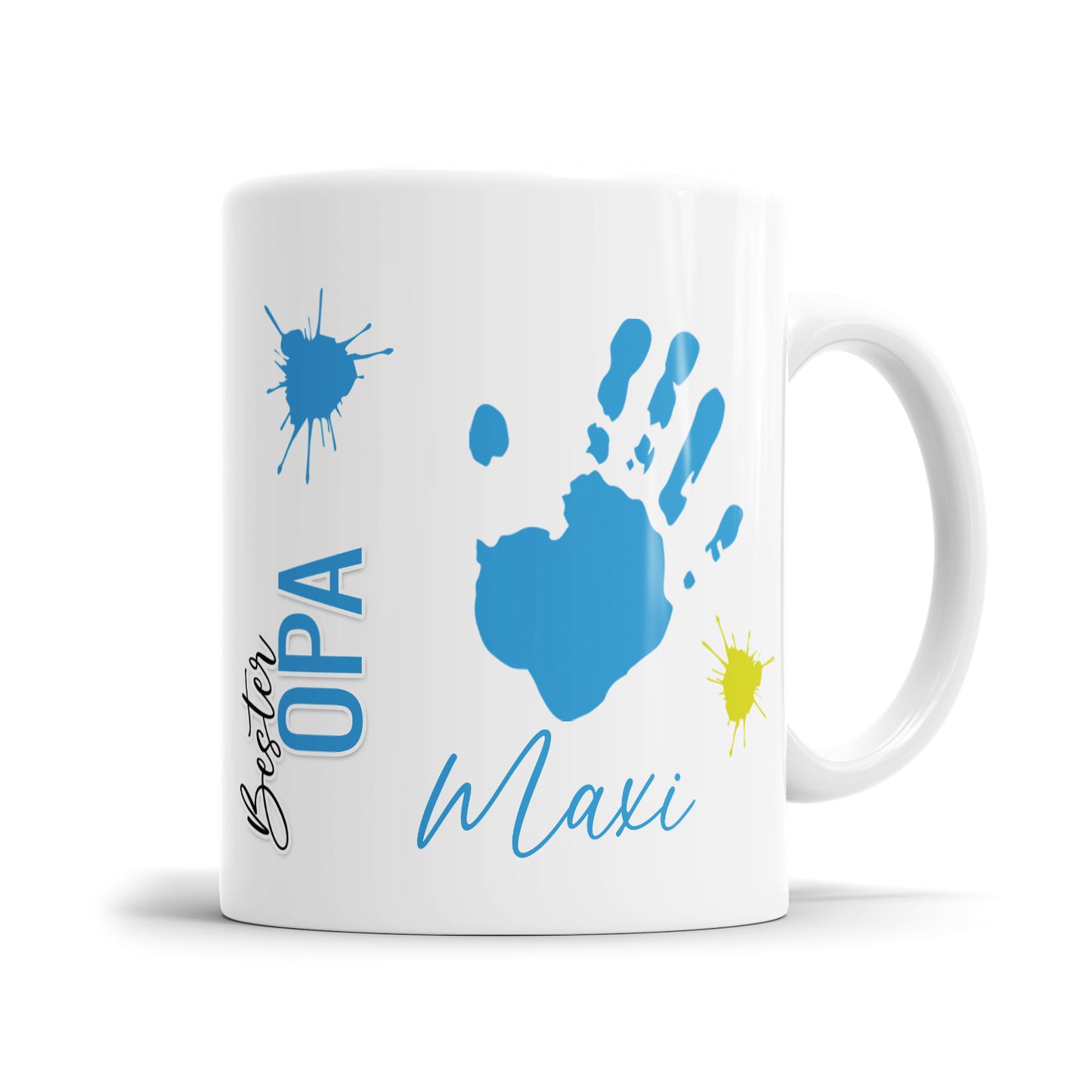 Bester Opa Kinder Handabdrücke mit Namen - Personalisierte Opa Tasse 1 Kind - Fulima