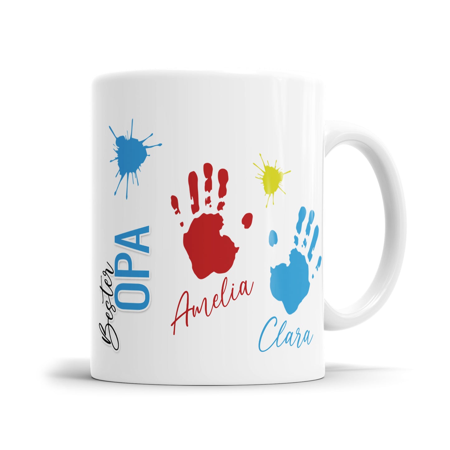 Bester Opa Kinder Handabdrücke mit Namen - Personalisierte Opa Tasse 2 Kinder - Fulima