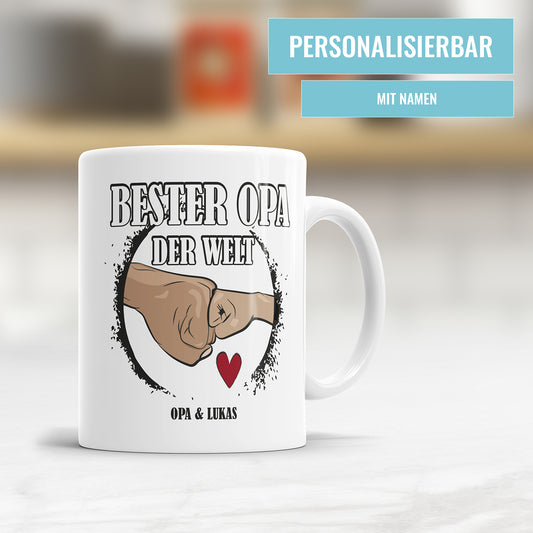 Bester Opa der Welt Faust an Faust - Personalisierte Opa Tasse - Fulima