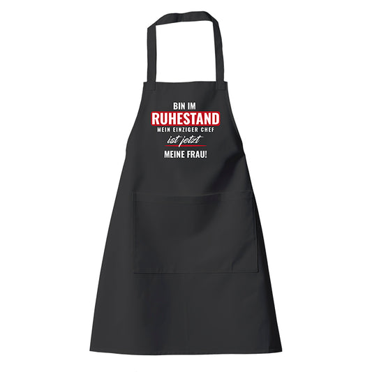 Rentner Grill- Kochschürze - Bin im Ruhestand - Einziger Chef meine Frau - Rente Geschenk - Fulima
