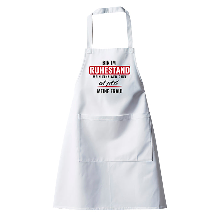 Rentner Grill- Kochschürze - Bin im Ruhestand - Einziger Chef meine Frau - Rente Geschenk - Fulima