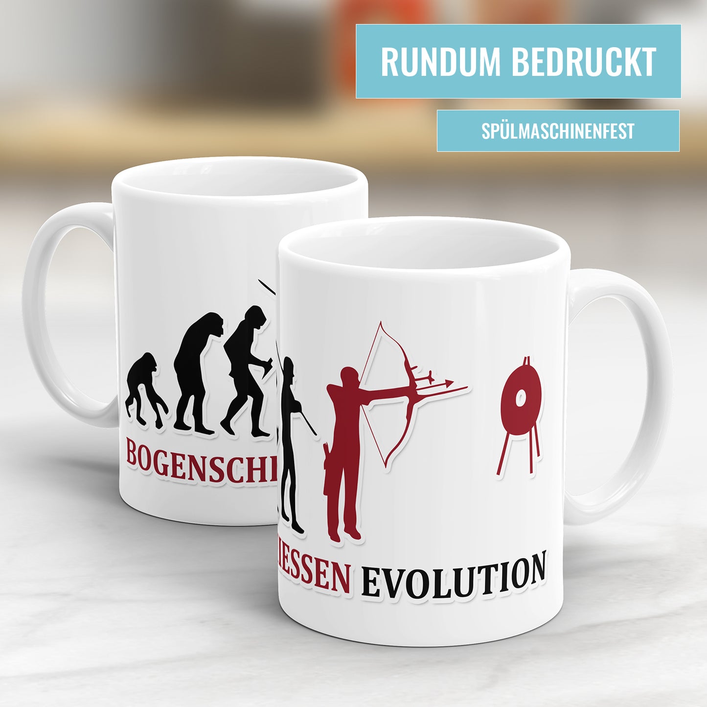 Bogenschiessen Evolution Tasse - Geschenkidee für Bogenschiesser - Fulima