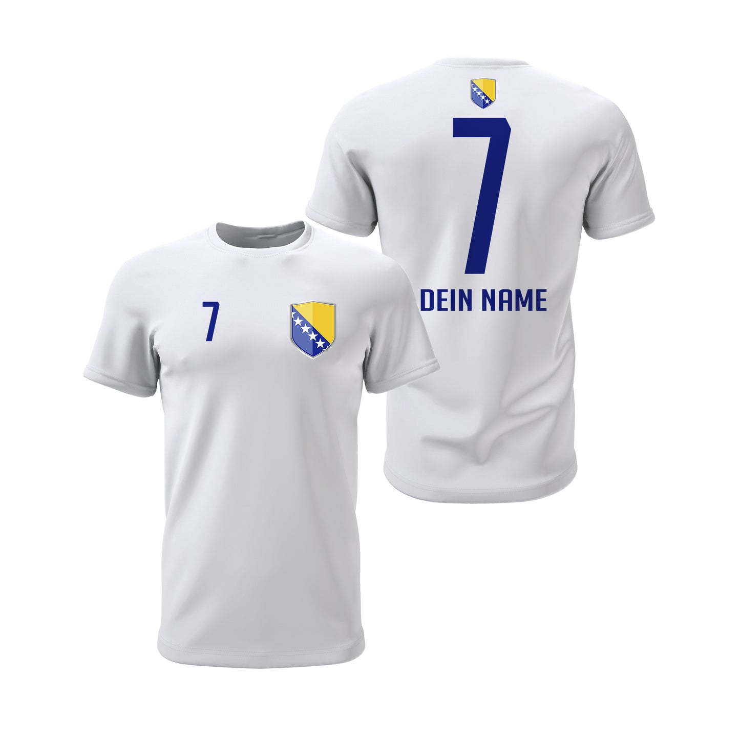 Bosnien-Herzegowina Shirt mit Wappen und individueller Nummer & Name Weiß - FULiMA®
