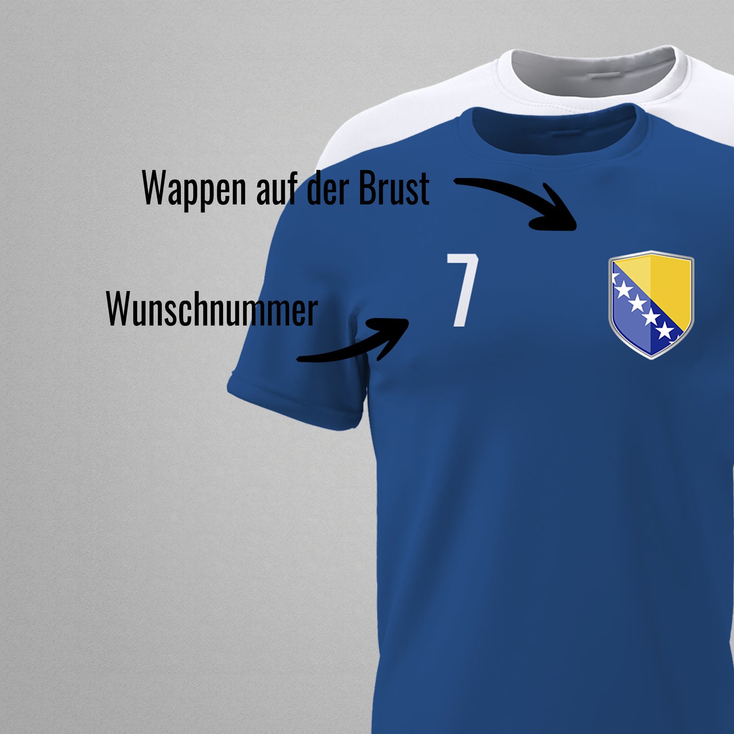 Bosnien-Herzegowina Shirt mit Wappen und individueller Nummer & Name - FULiMA®