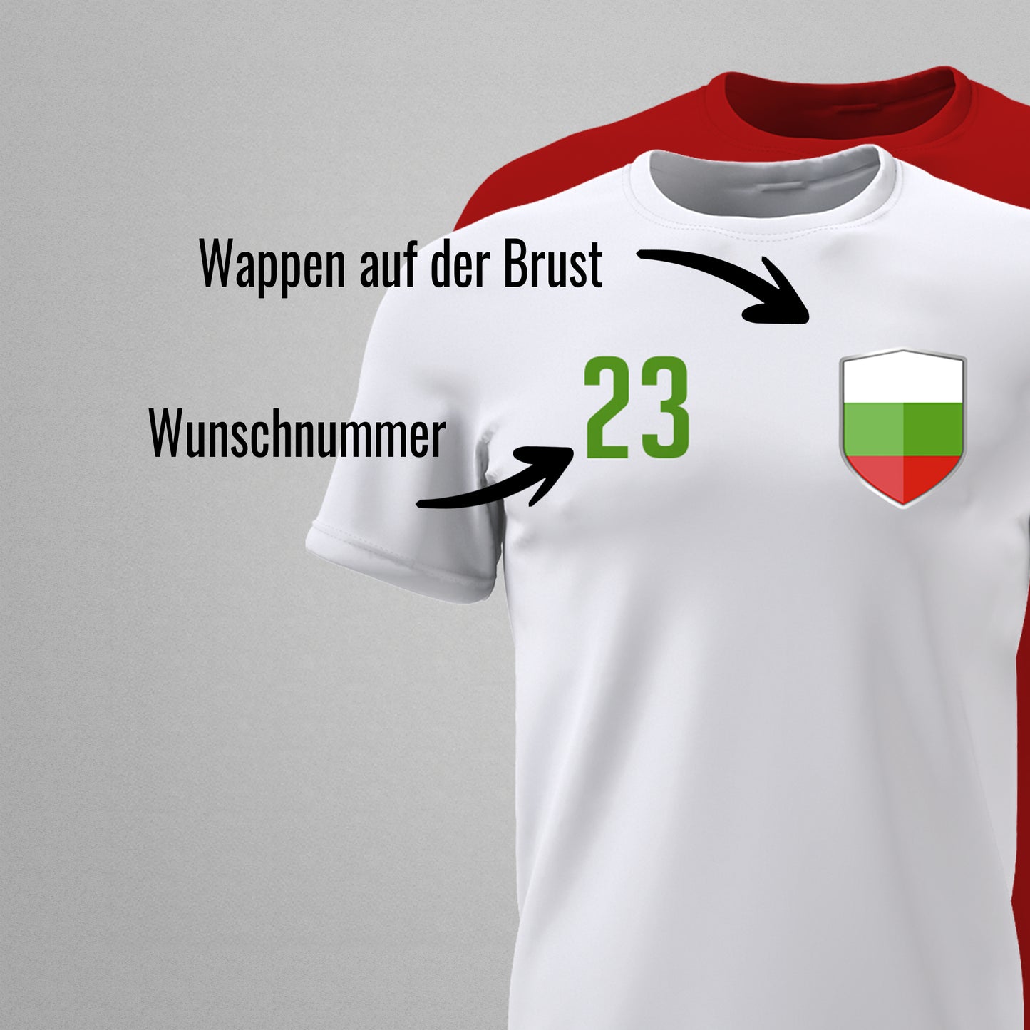 Bulgarien Shirt mit Wappen und individueller Nummer & Name - FULiMA®