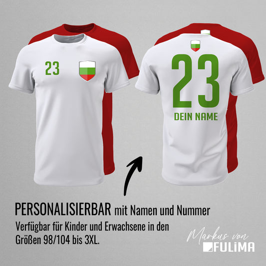 Bulgarien Shirt mit Wappen und individueller Nummer & Name - FULiMA®