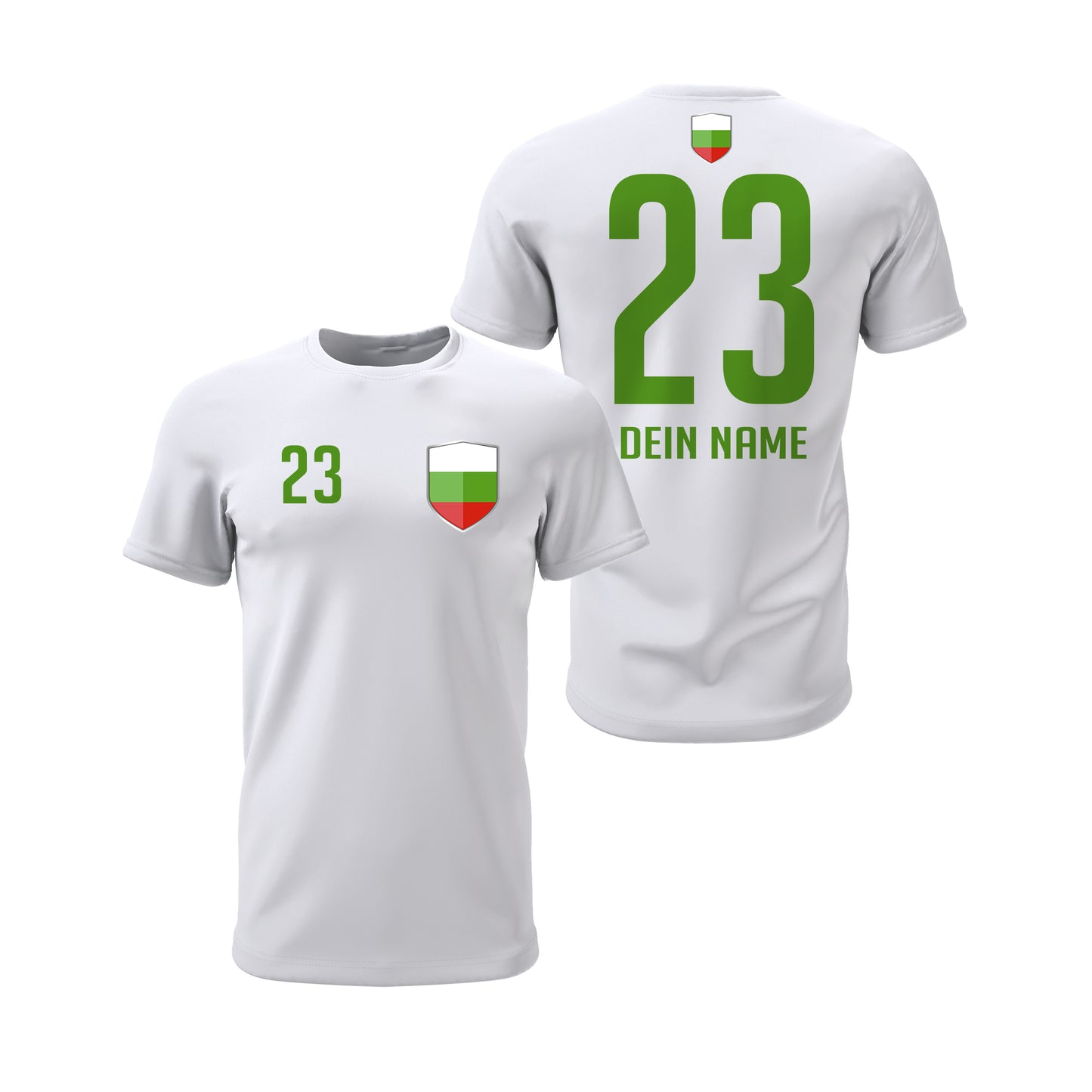 Bulgarien Shirt mit Wappen und individueller Nummer & Name Weiß - FULiMA®