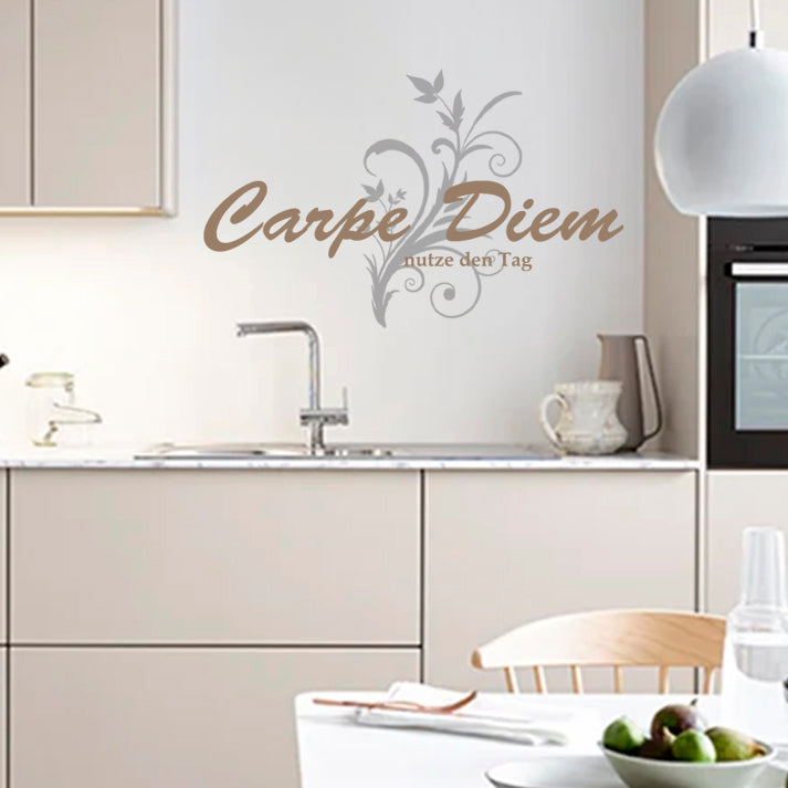 Carpe Diem Wandtattoo mit Blumenranke - Fulima