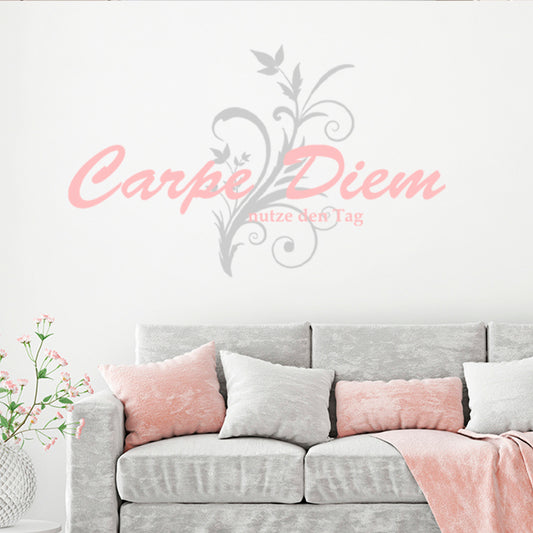 Carpe Diem Wandtattoo mit Blumenranke - Fulima
