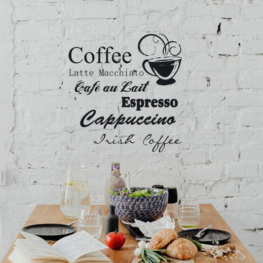 Wandtattoo "Kaffeearten" für Küche und Essbereich - Fulima