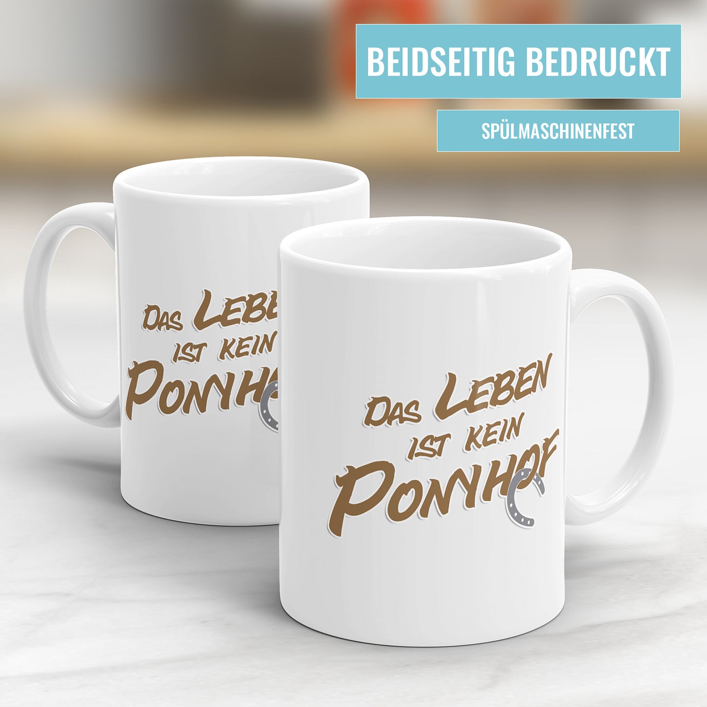 Lustige Tasse mit Spruch - Das Leben ist kein Ponyhof - Geschenkidee - Fulima
