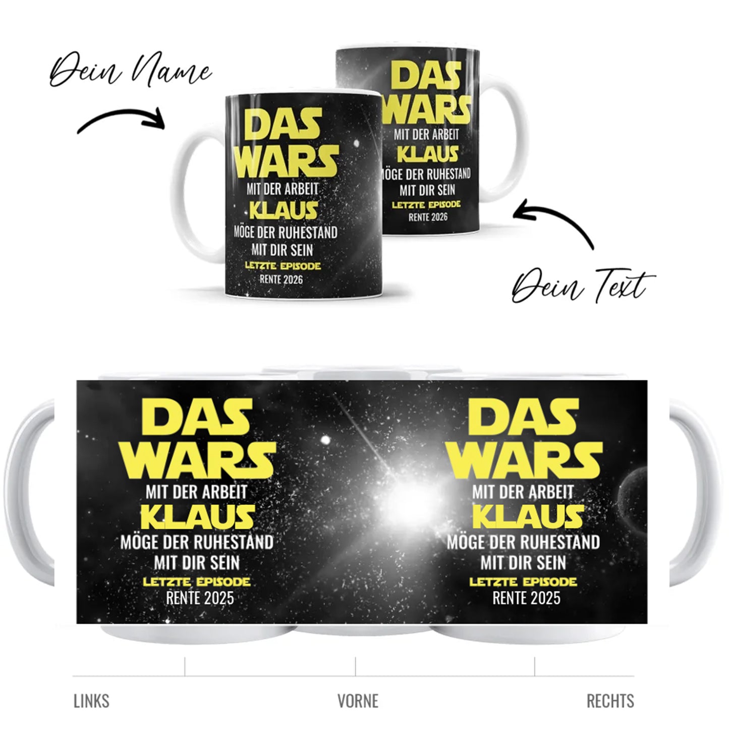 Das Wars - Möge der Ruhestand mit Dir Sein - Personalisiert mit Name - Rentner Tasse Standard - Fulima