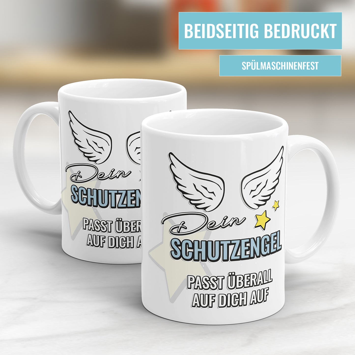 Schutzengel Tasse – "Dein Schutzengel passt überall auf dich auf" – Geschenkidee - Fulima