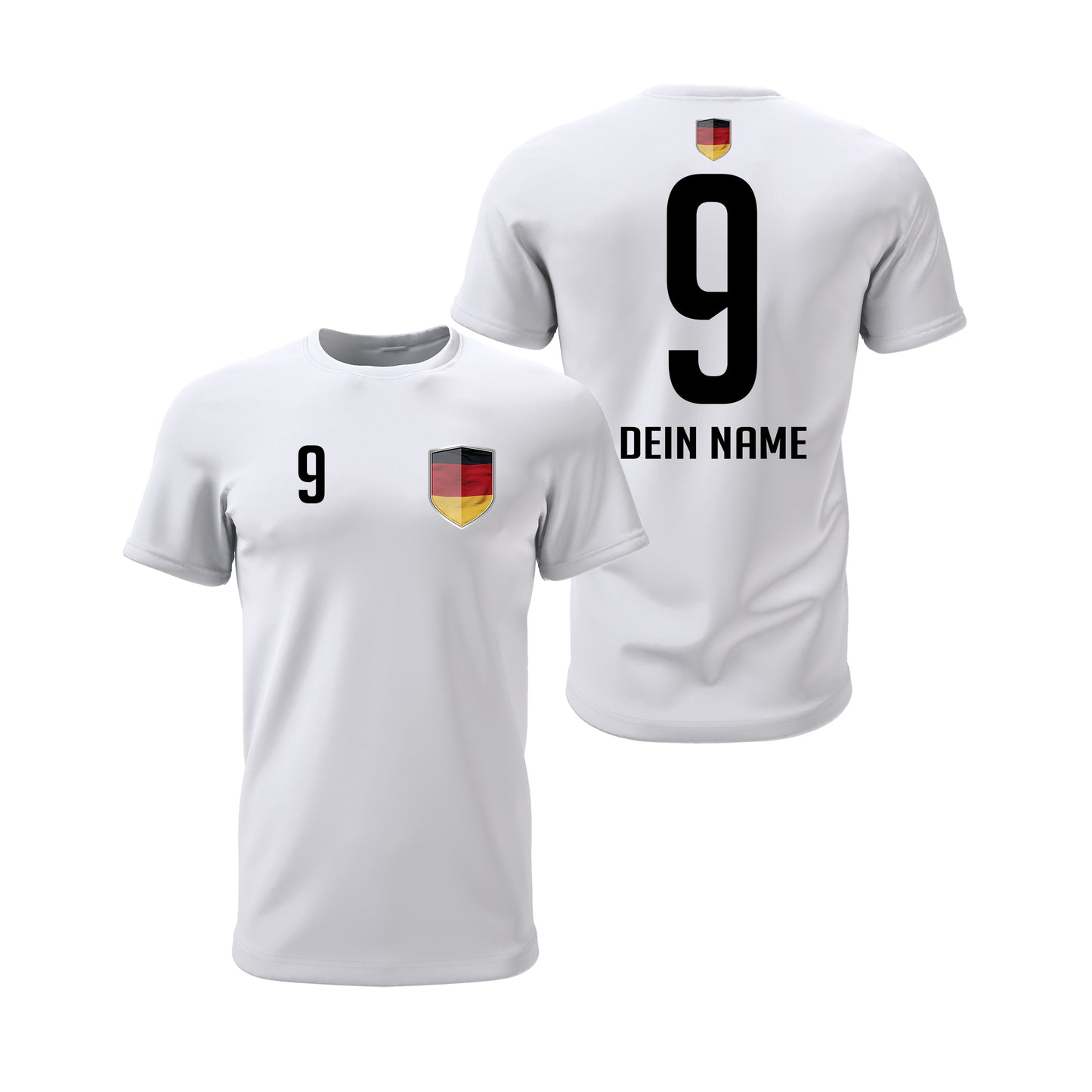 Deutschland Shirt mit Wappen und individueller Nummer & Name Weiß - FULiMA®