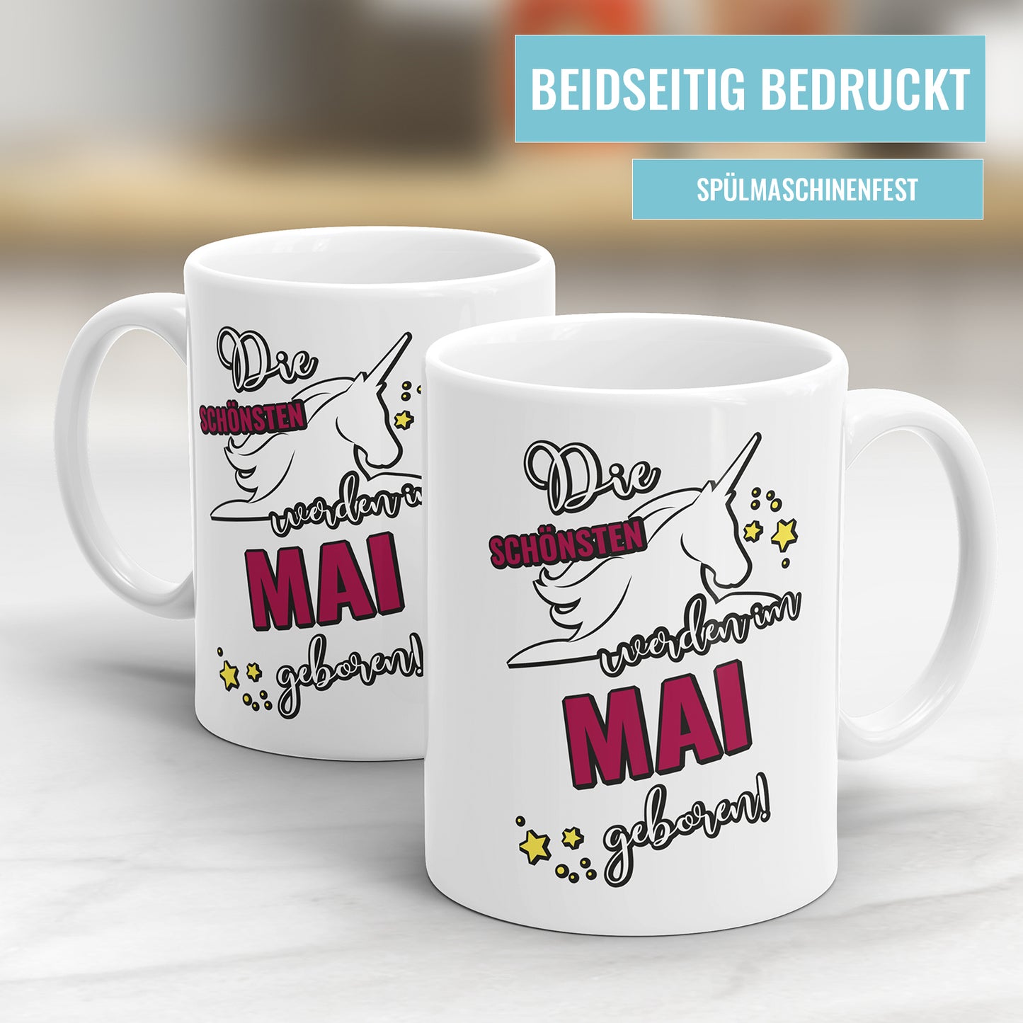 Die schönsten werden im Mai geboren Einhorn Geburtstag Tasse - Fulima