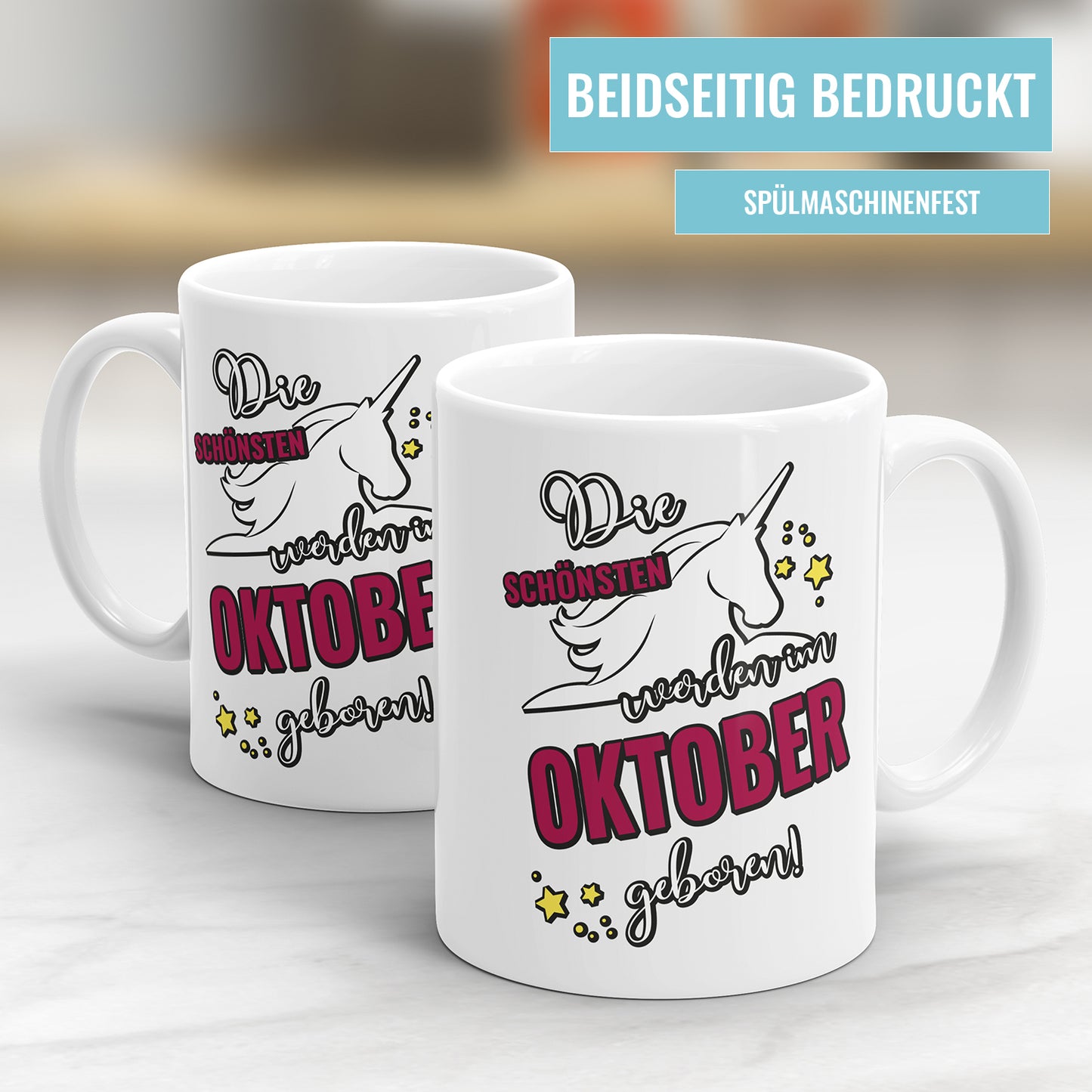 Die schönsten werden im Oktober geboren Einhorn Geburtstag Tasse - Fulima