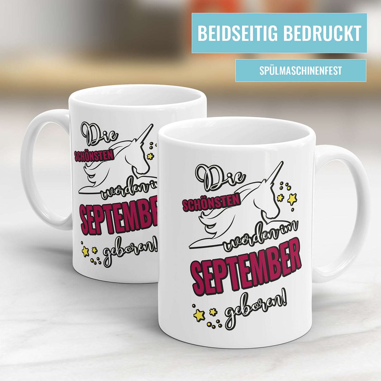 Die schönsten werden im September geboren Einhorn Geburtstag Tasse - Fulima