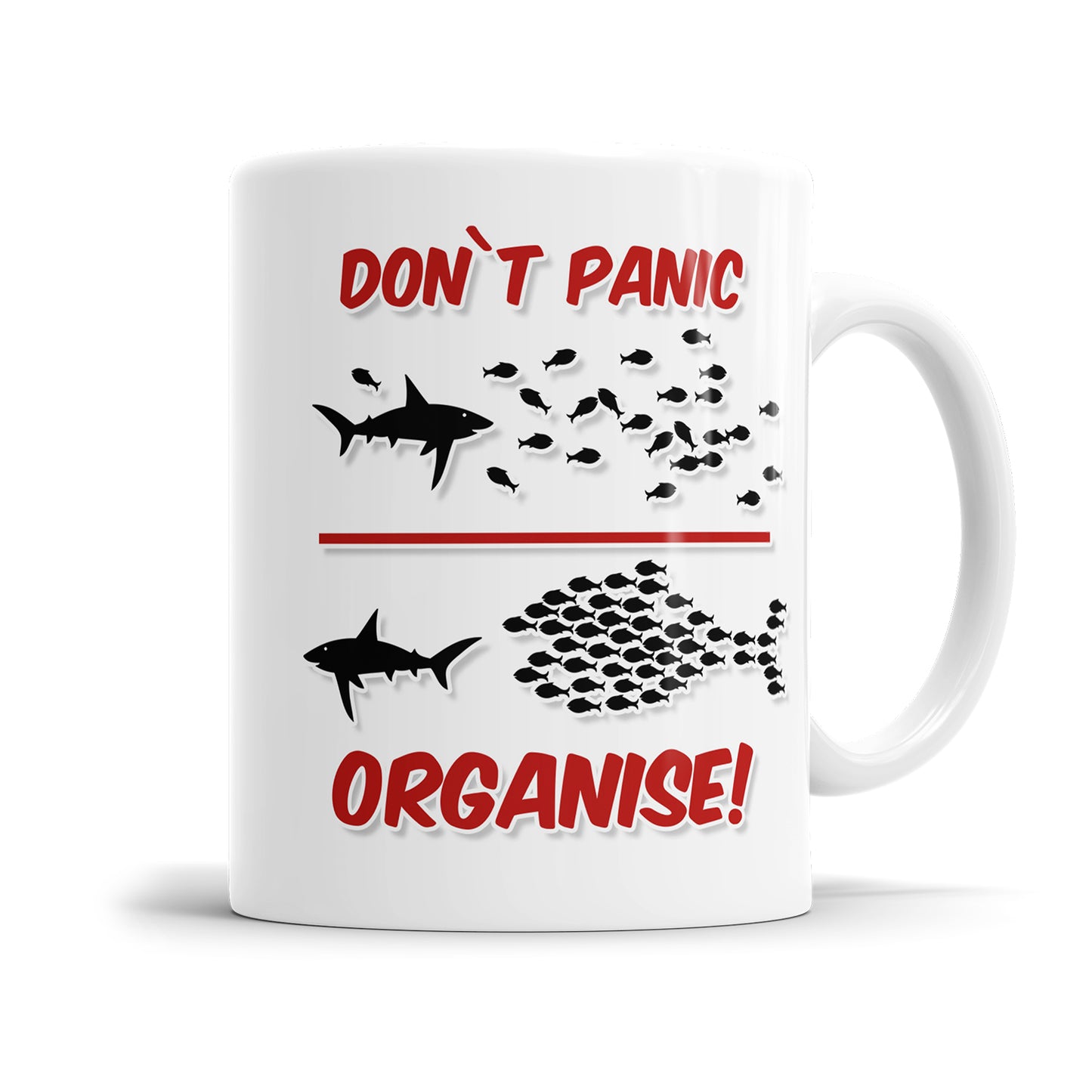 Dont Panic Organise Fische Lustige Sprüche Tasse
