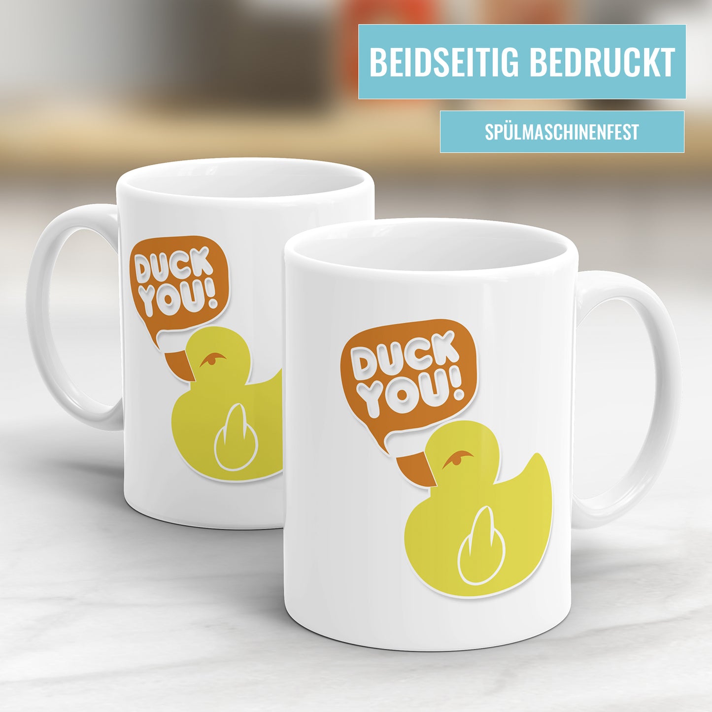 Lustige Sprüche Tasse - "Duck You" Quietsche-Entchen - Geschenkidee - Fulima