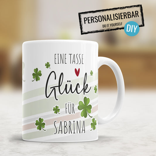 Eine Tasse Glück für personalisiert mit Namen Kleeblatt - Fulima
