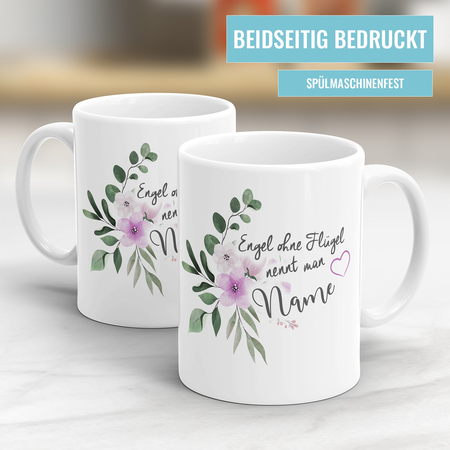 Engel ohne Flügel nennt man Wunschname Blumendesign - Namenstasse - Fulima