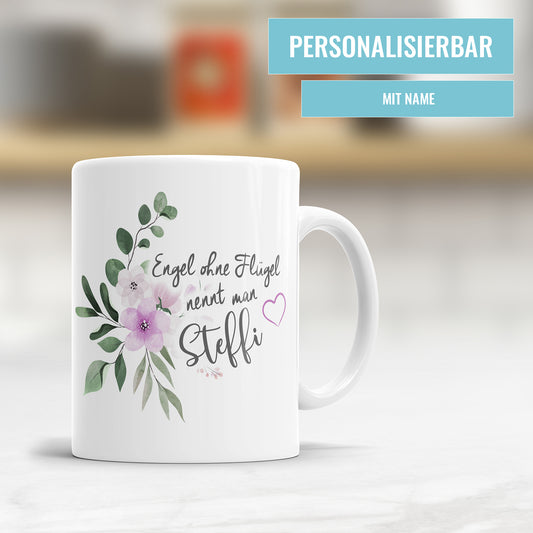 Engel ohne Flügel nennt man Wunschname Blumendesign - Namenstasse - Fulima