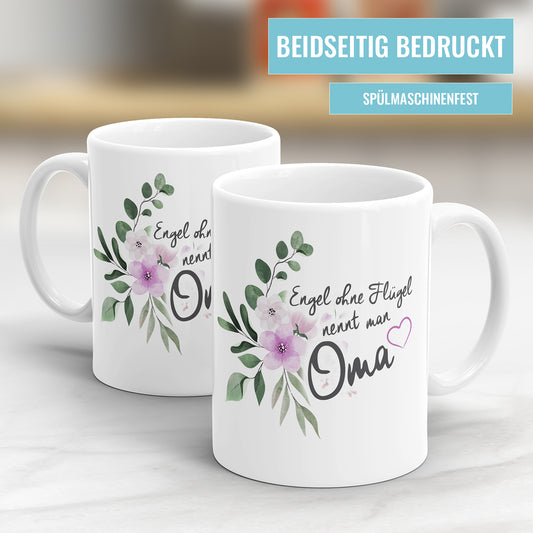 Engel ohne Flügel nennt man Oma mit Blumen - Oma Tasse - Fulima