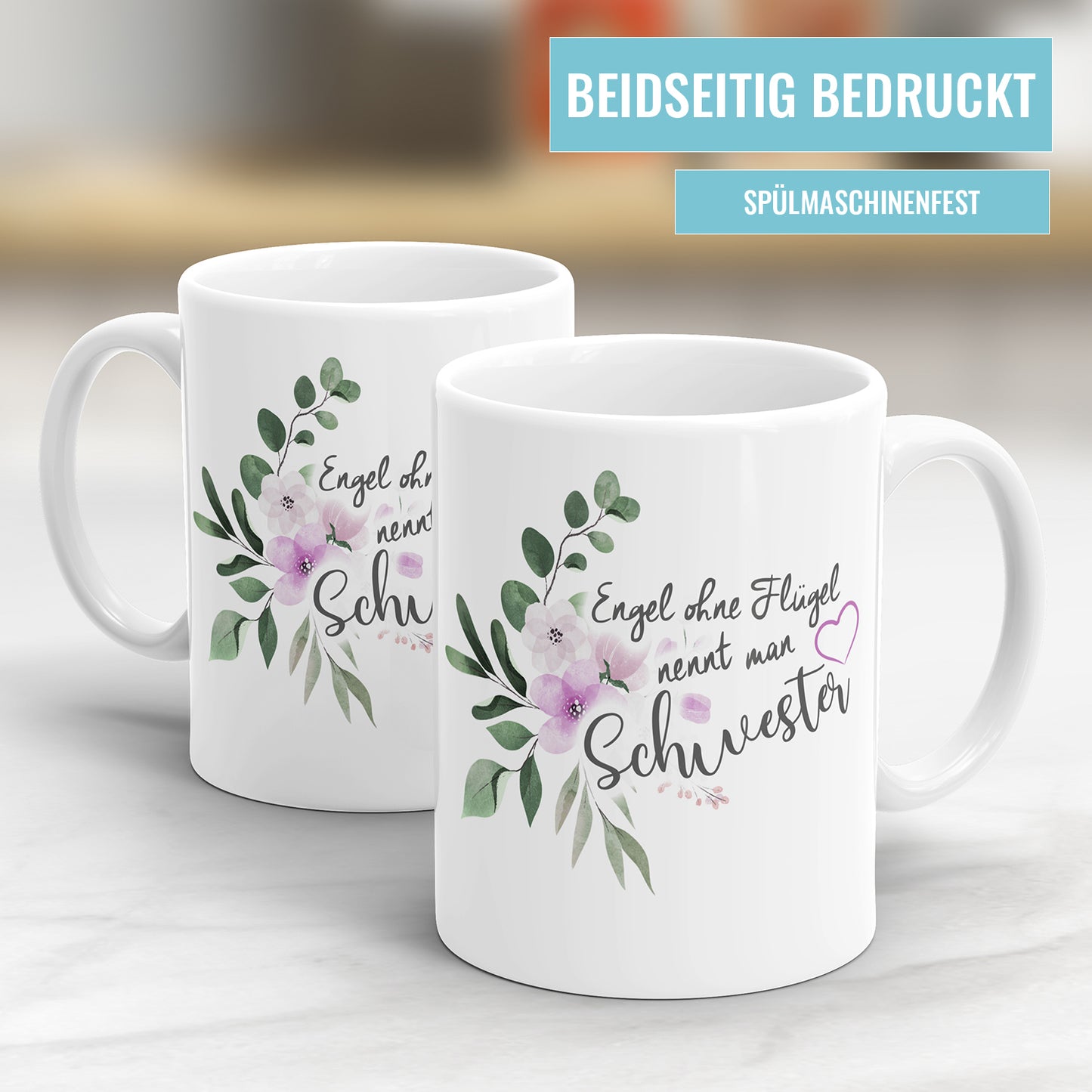 Engel ohne Flügel nennt man Schwester – Geschenkidee Tasse - Fulima