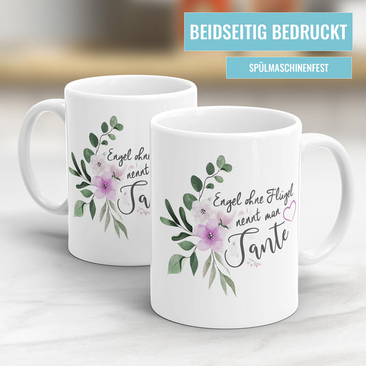 Engel ohne Flügel nennt man Tante mit Blumen - Tante Tasse - Fulima
