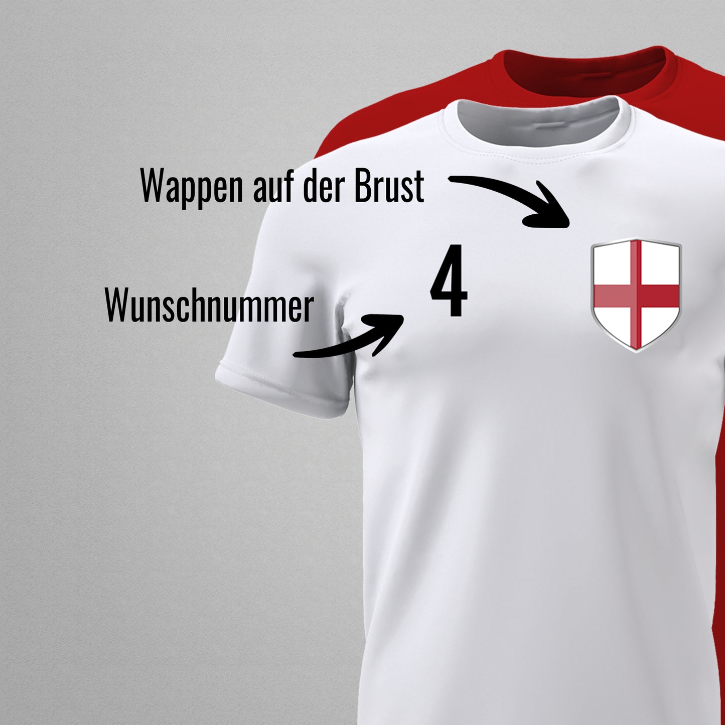 England Shirt mit Wappen und individueller Nummer & Name - FULiMA®
