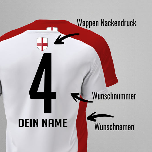 England Shirt mit Wappen und individueller Nummer & Name - FULiMA®