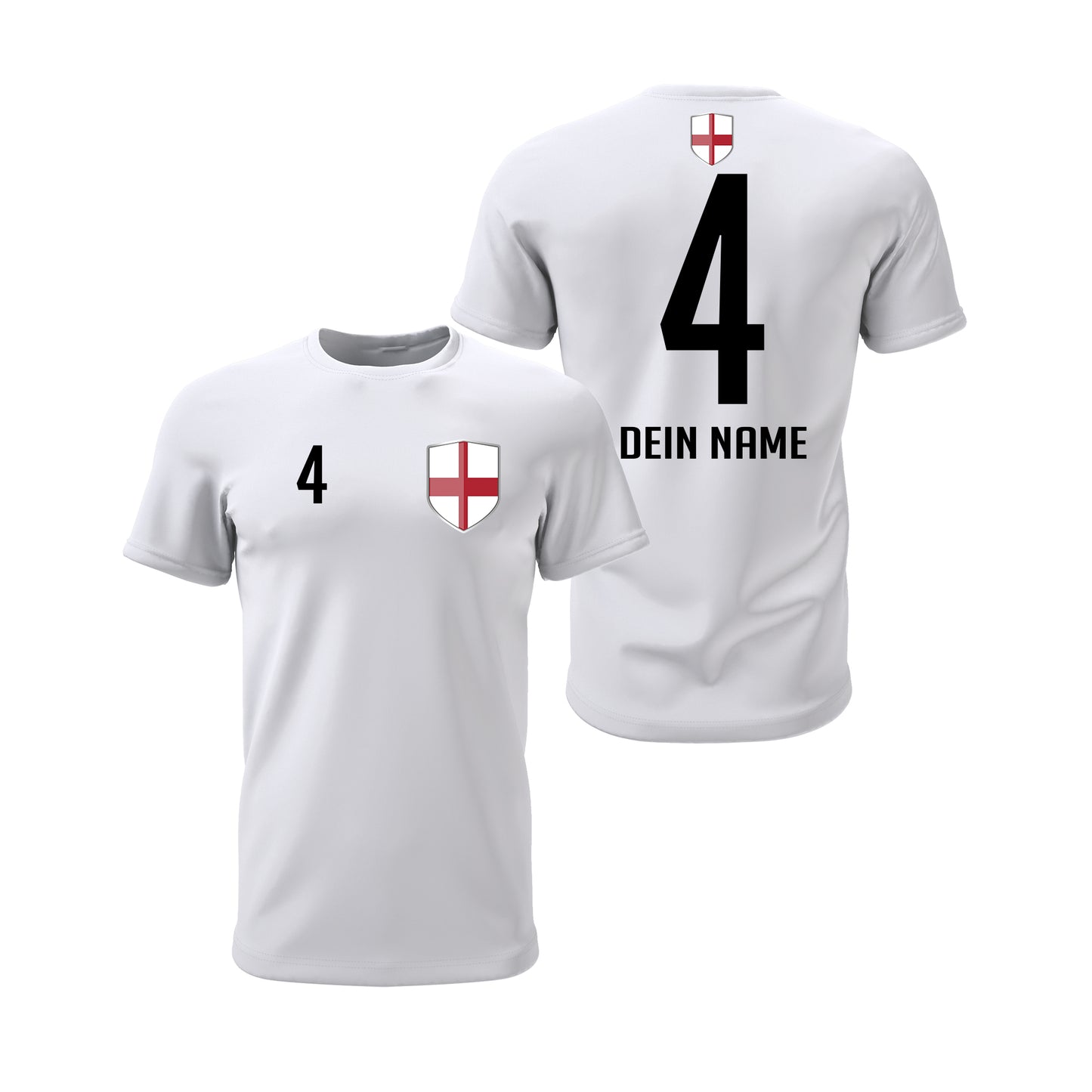 England Shirt mit Wappen und individueller Nummer & Name Weiß - FULiMA®